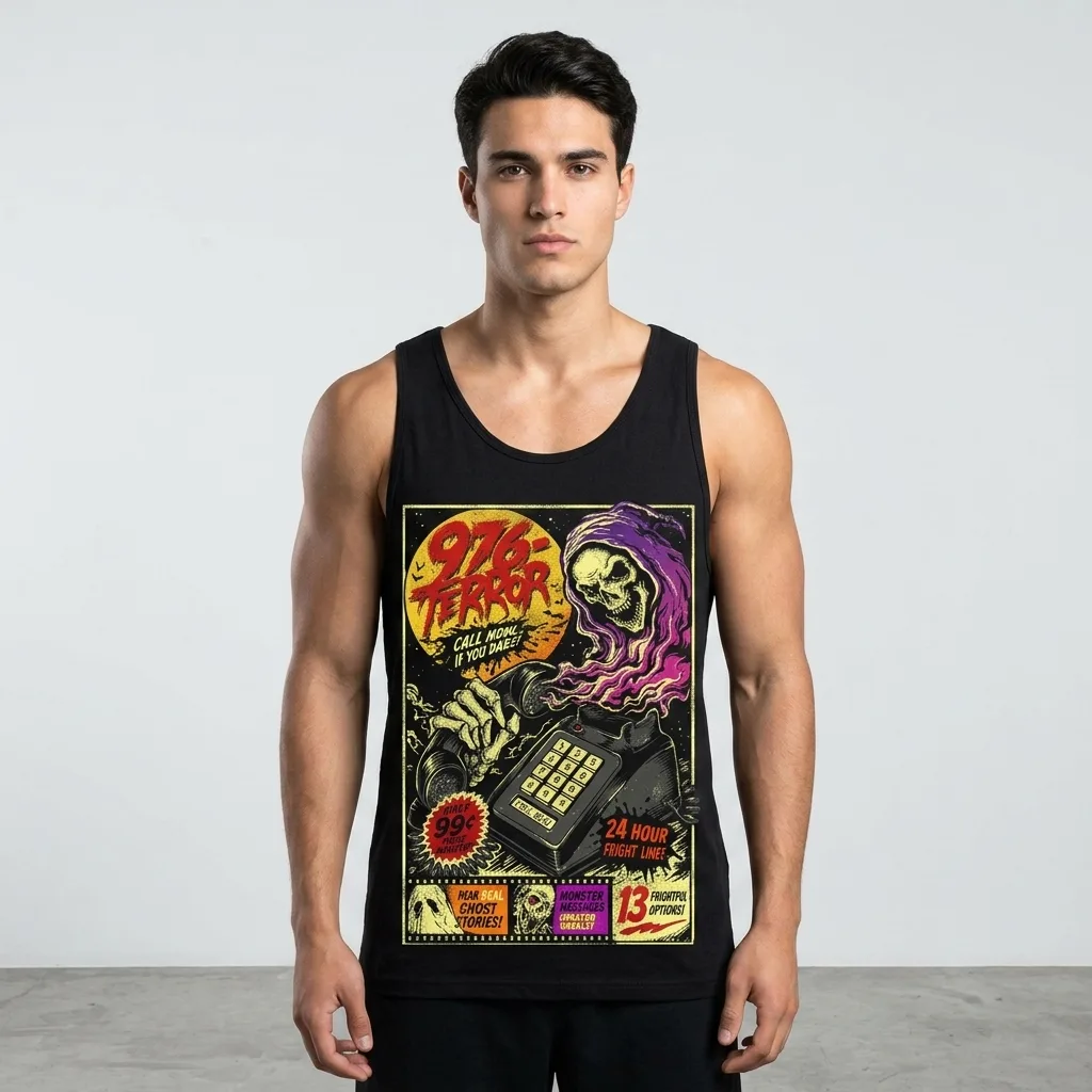 976-TERROR Tank Top back print and graphic details | Terrifier Merch