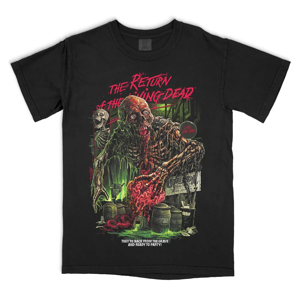 Return Of The Living Dead Brain Damage T-Shirt back print and graphic details | Terrifier Merch
