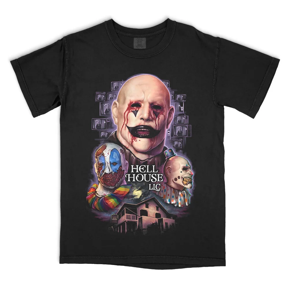 Hell House LLC Clowns Of Abaddon T-Shirt back print and graphic details | Terrifier Merch