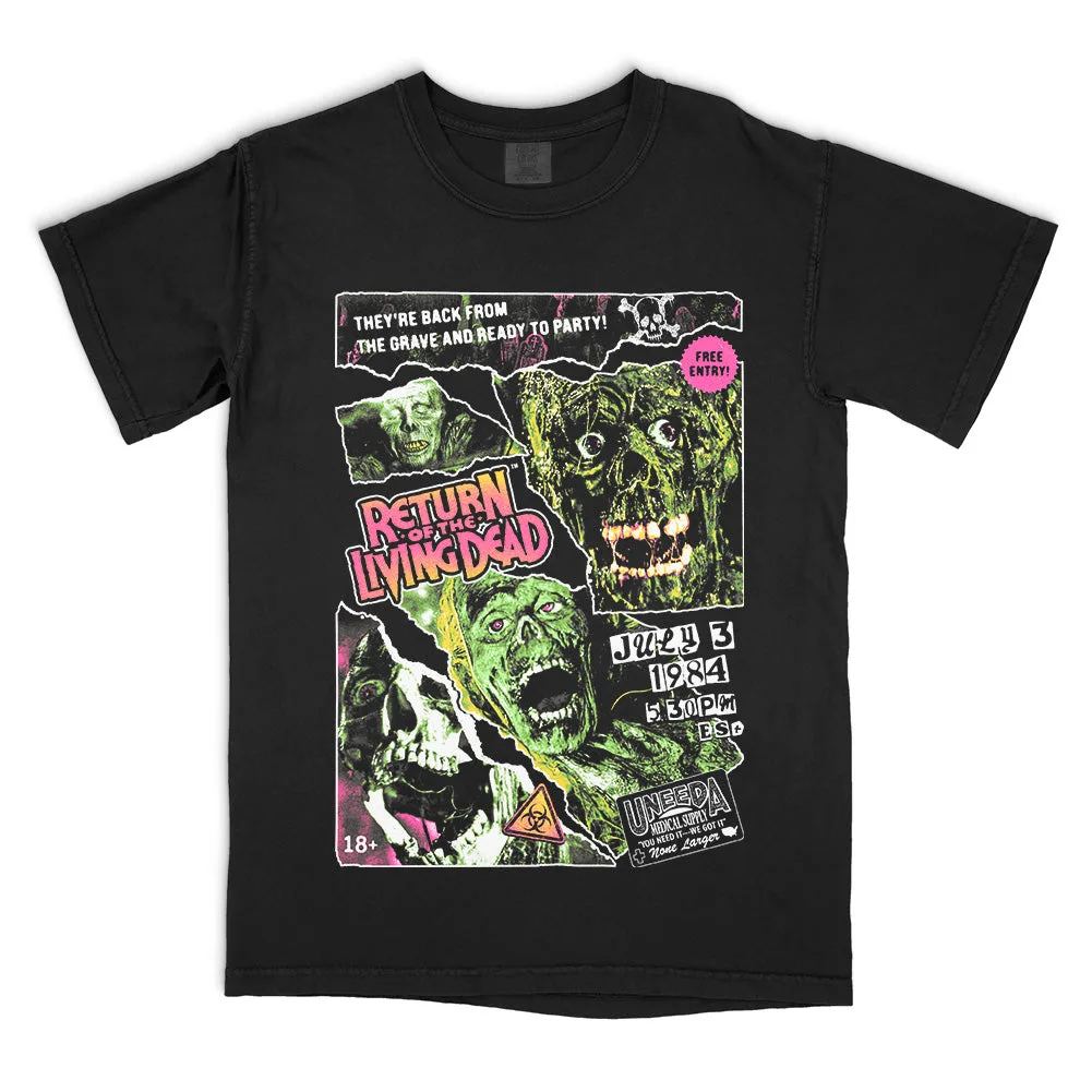 Return Of The Living Dead Grave Rave T-Shirt back print and graphic details | Terrifier Merch