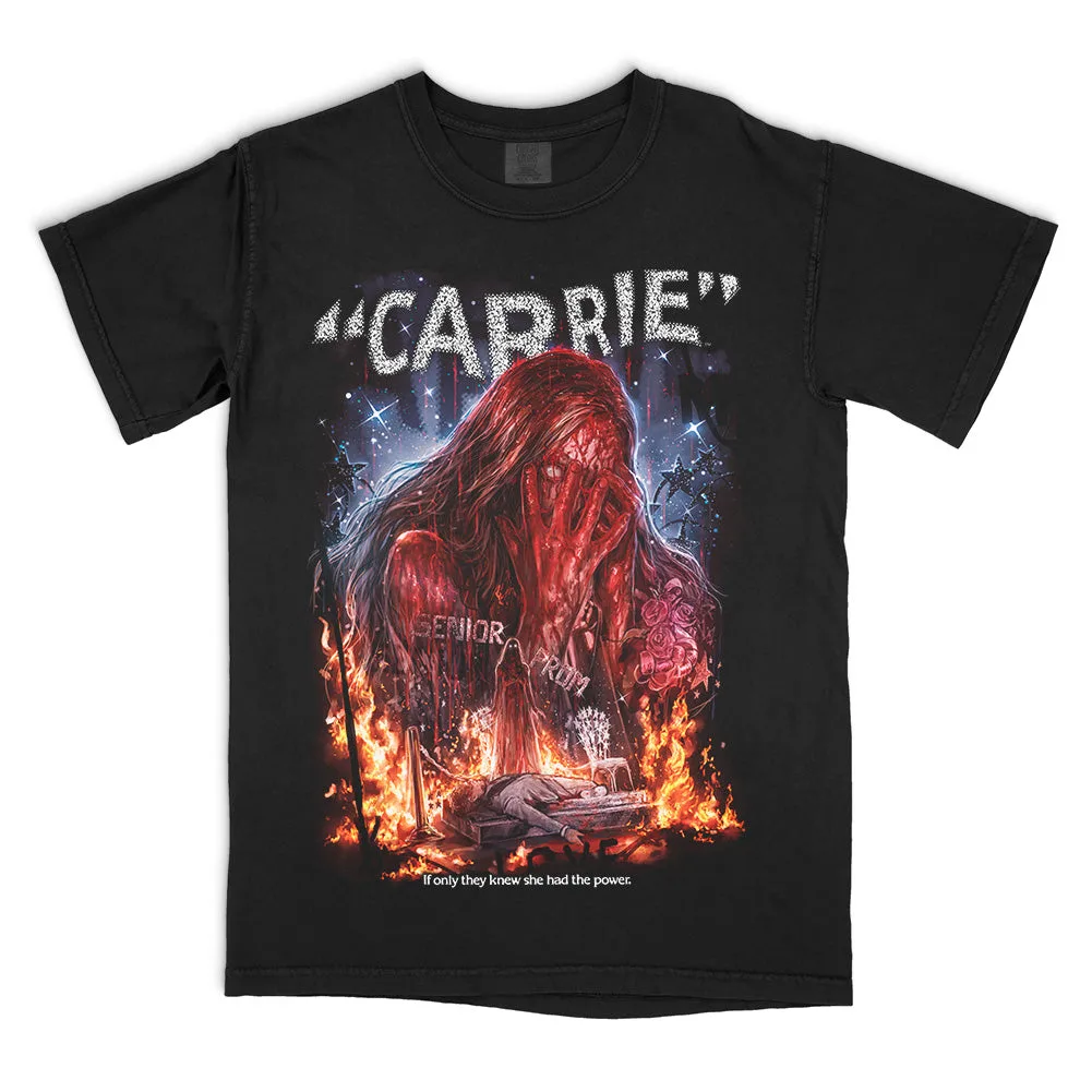 Carrie If Only They Knew T-Shirt back print and graphic details | Terrifier Merch