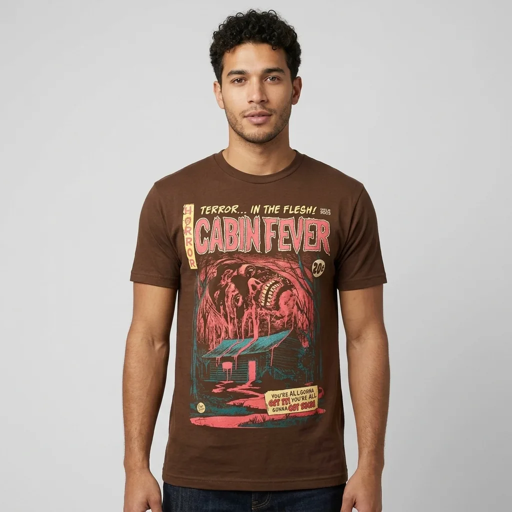 Cabin Fever Get Sick T-Shirt worn by model front streetwear fit | Terrifier Merch