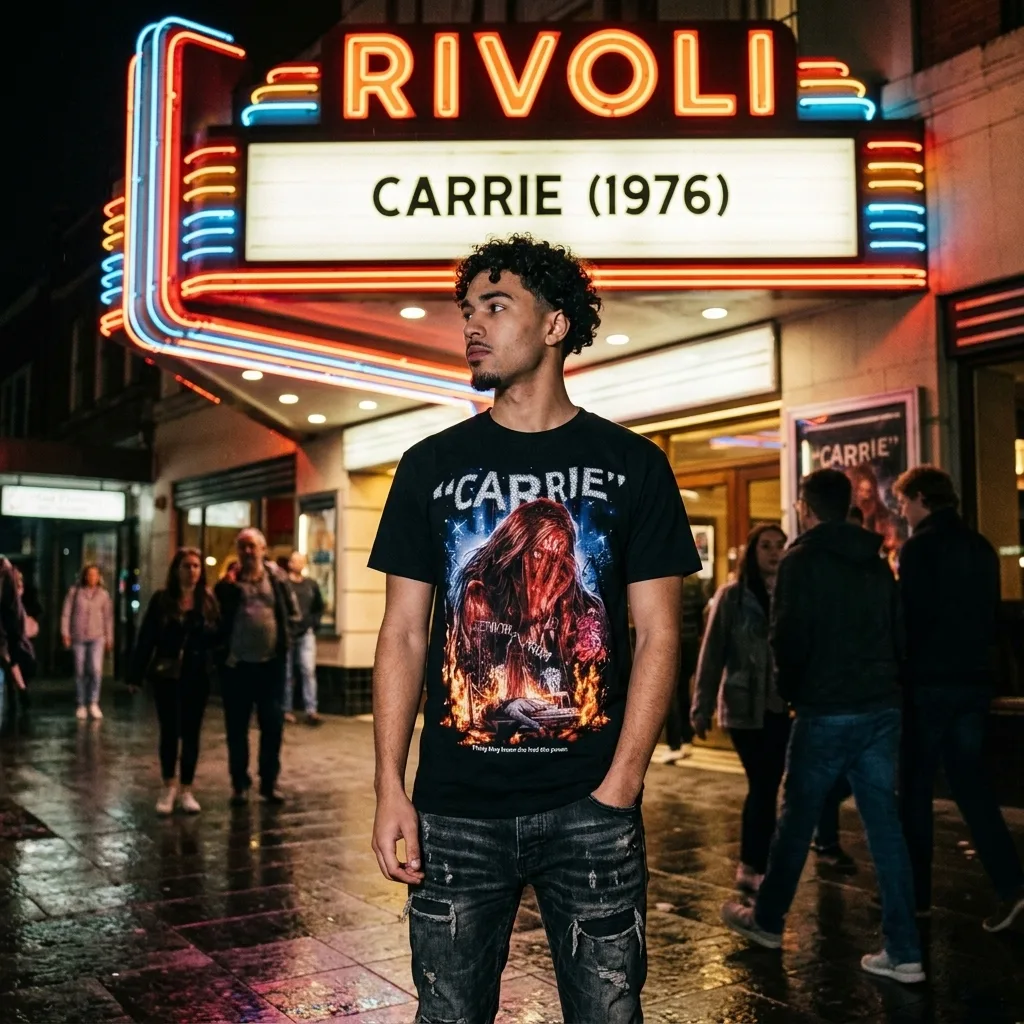Carrie If Only They Knew T-Shirt horror lifestyle apparel shot | Terrifier Merch
