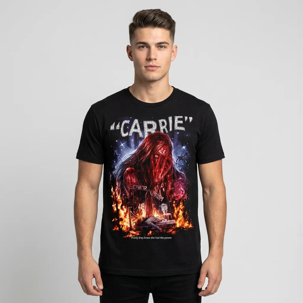 Carrie If Only They Knew T-Shirt worn by model front streetwear fit | Terrifier Merch
