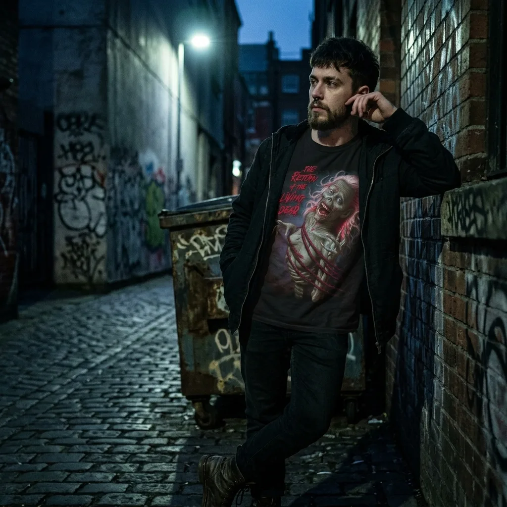Return Of The Living Dead Feel Myself Rotting T-Shirt horror lifestyle apparel shot | Terrifier Merch
