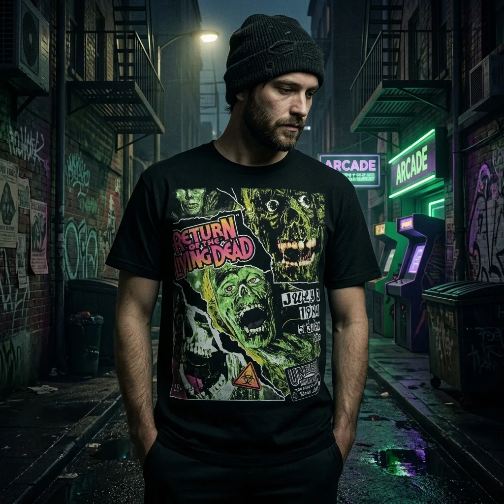 Return Of The Living Dead Grave Rave T-Shirt horror lifestyle apparel shot | Terrifier Merch