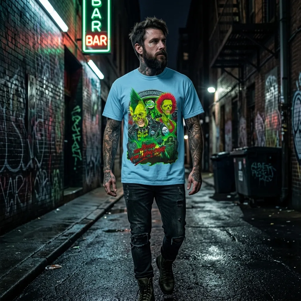 Return Of The Living Dead Rot 'N' Roll T-Shirt horror lifestyle apparel shot | Terrifier Merch